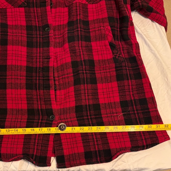 Torrid Cotton Brushed Midi Shacket Red Plaid Size 5 (5X) - Picture 2 of 13